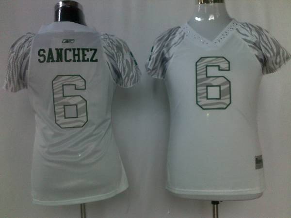 Jets #6 Mark Sanchez White Women's Zebra Field Flirt Stitched NFL Jersey
